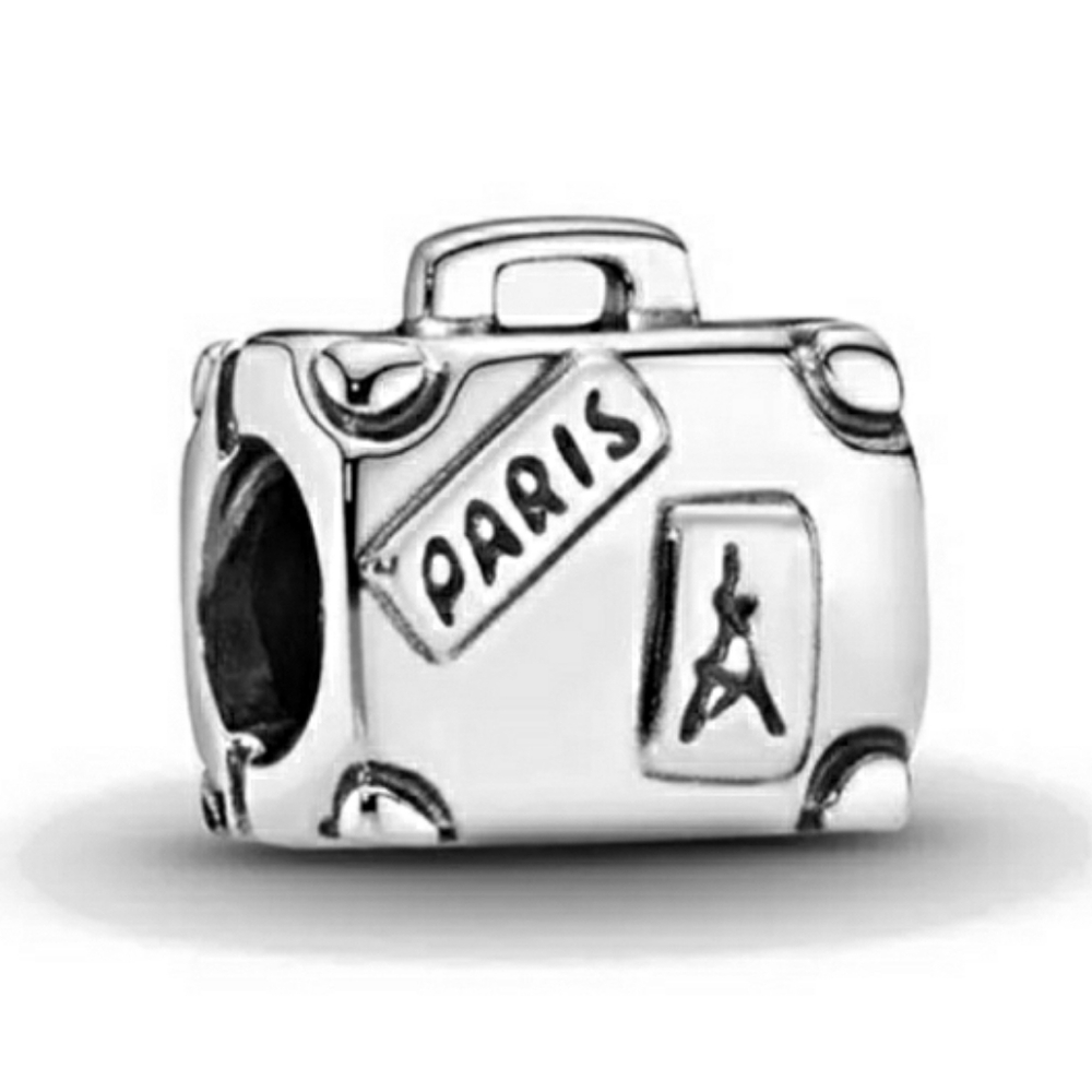 Pandora Sterling Silver Vintage Paris Suitcase Travel Bag Charm Deadstock 790362